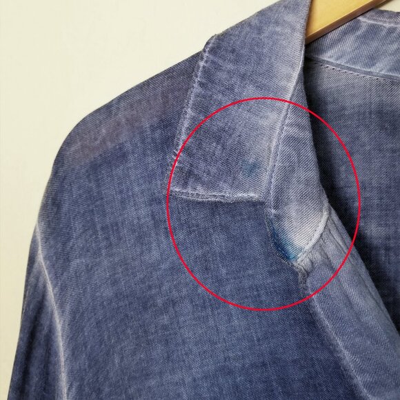 Bella Dahl Blue Distressed Split Side Longline Tunic Button Down Shirt Top L USA - Picture 12 of 15